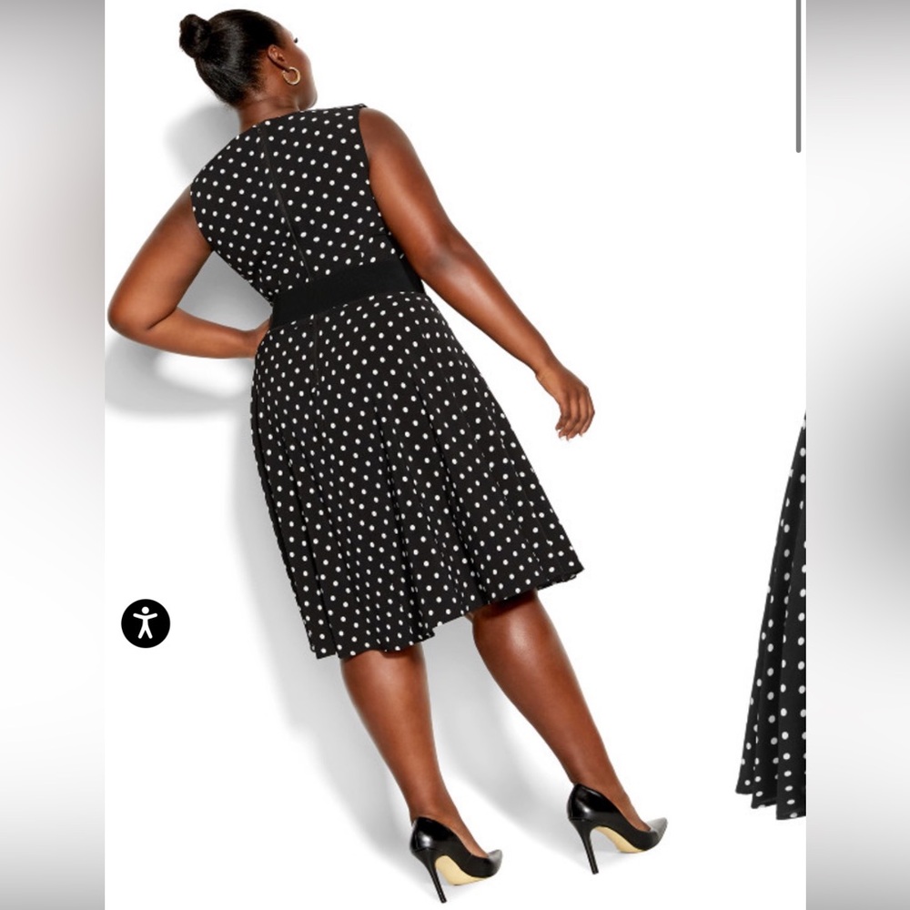 City Chic Polka Dot Sleeveless Vintage-look Dress - Black and White - Picture 2 of 10